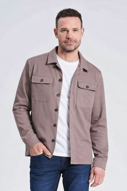 Stretch Overshirt 'Hundborg' - Caffe Latte Mix