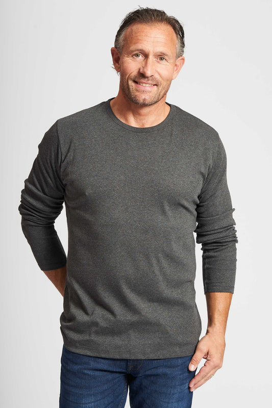 Langærmet T-shirt 'Lejre' - Dark Grey Melange