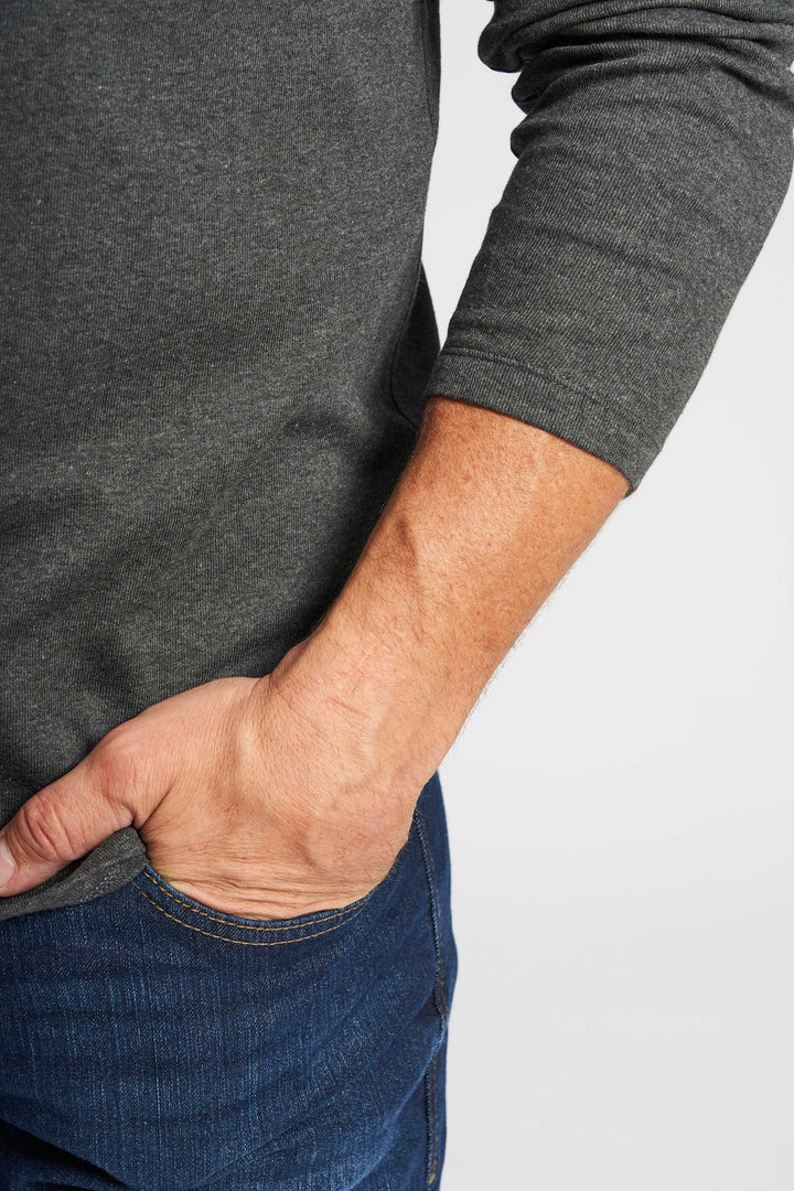 Langærmet T-shirt 'Lejre' - Dark Grey Melange