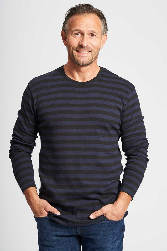 Langærmet T-shirt 'Lejre' - Black/Dark Navy