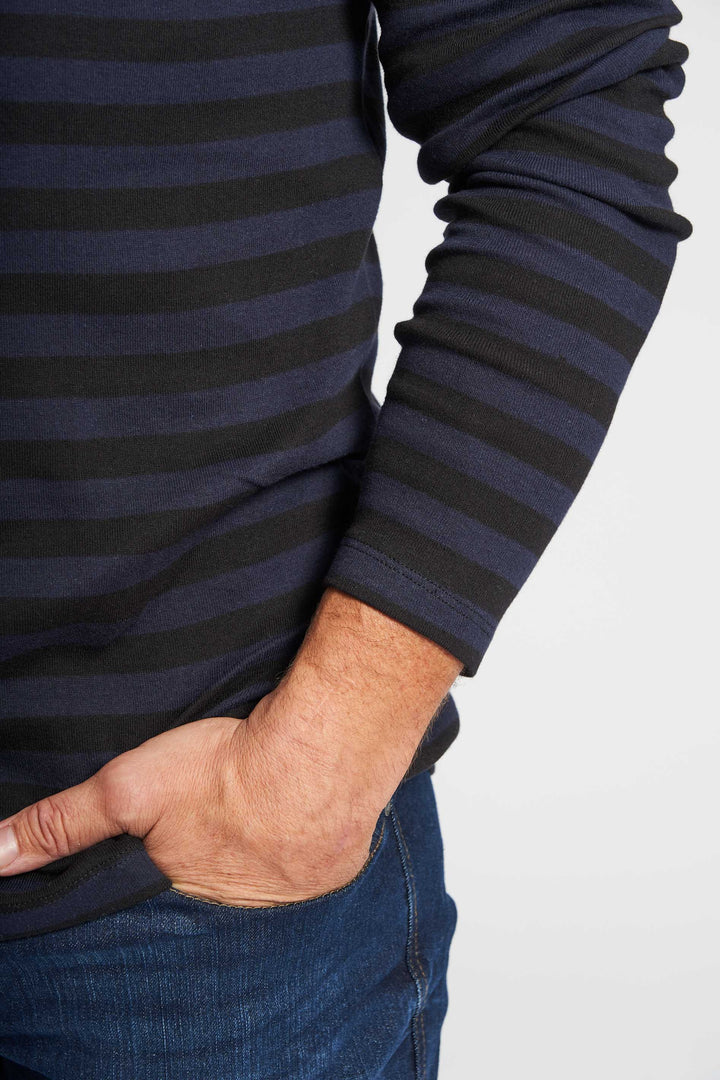 Langærmet T-shirt 'Lejre' - Black/Dark Navy