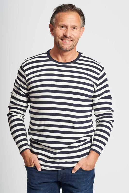 Langærmet T-shirt 'Lejre' - Dark Navy/Unbleached