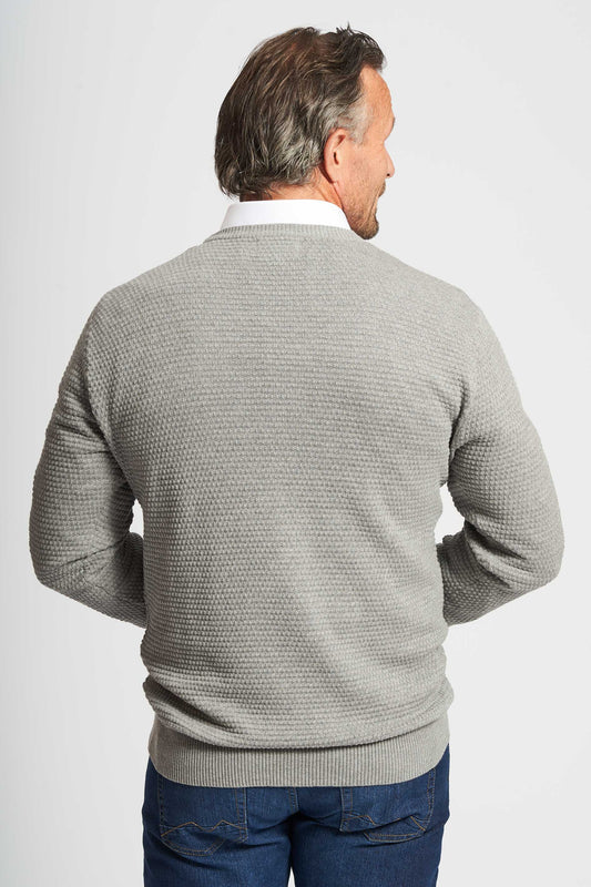 Bomulds Strik 'Adrian' - Light Grey Melange Bubble
