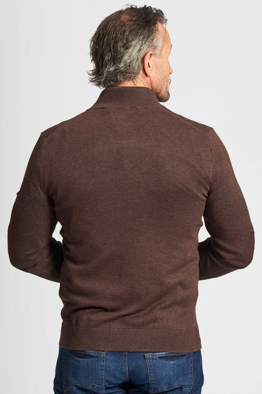 Halfzip Strik 'Mathias' - Dark Brown Melange