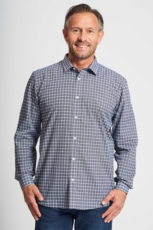 Basic Skjorte 'Adam' - Navy Check