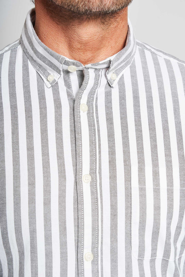 Oxford Skjorte 'Aabjørn' - Dark Olive/White Block