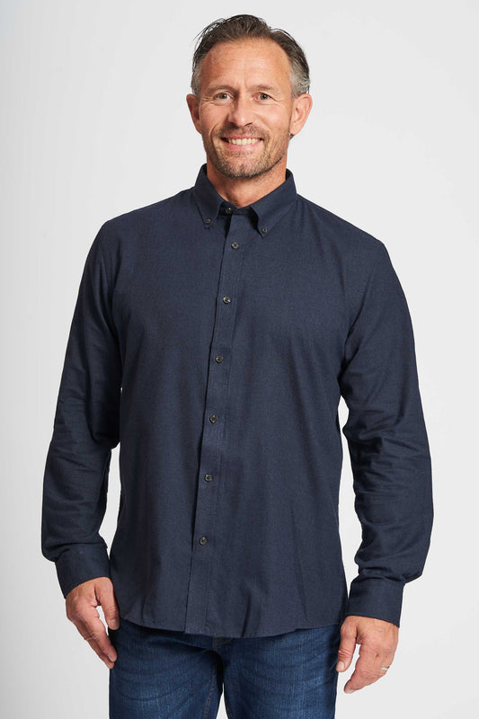 Flannel Skjorte 'Aage' - Dark Navy Melange