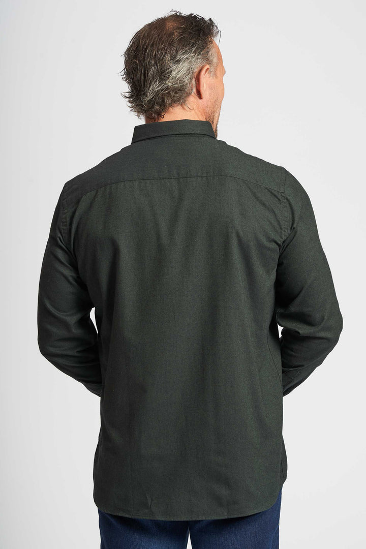 Flannel Skjorte  'Aage' - Olive Melange