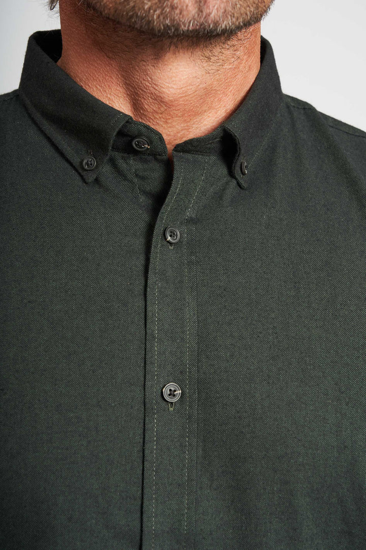 Flannel Skjorte  'Aage' - Olive Melange