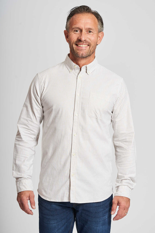 Oxford Skjorte 'Aabjørn' - Sand/White Pin