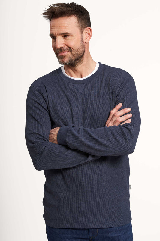 Vaffel Sweat 'Asnaes' - Blue Melange