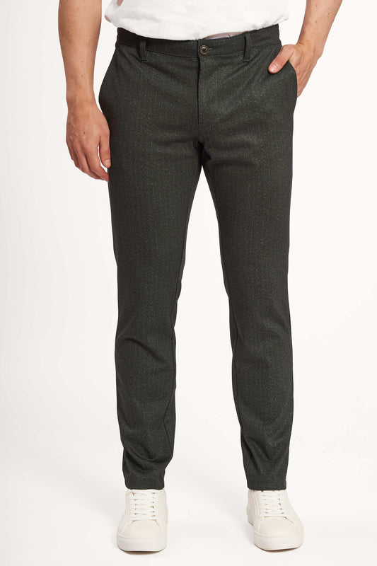 Performance Pants '1038' - Green Herringbone