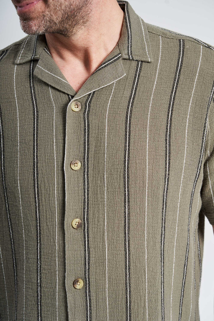 Bomuld Skjorte 'Toke' - Olive/Black