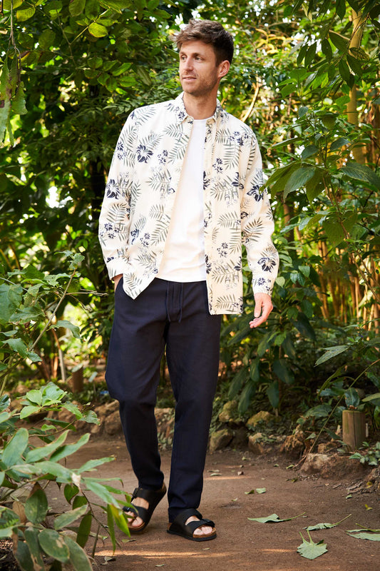 Skjorte m. Hør 'Hurup' - AOP