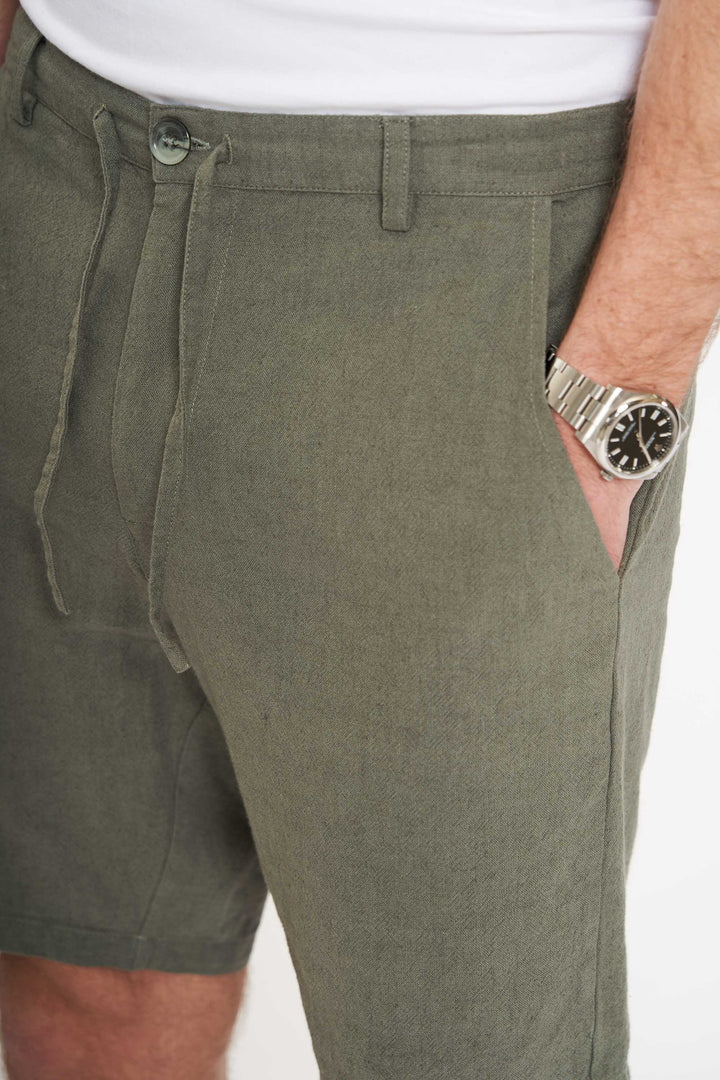 Hør Mix Shorts 'Hvidovre' - Dusty Green