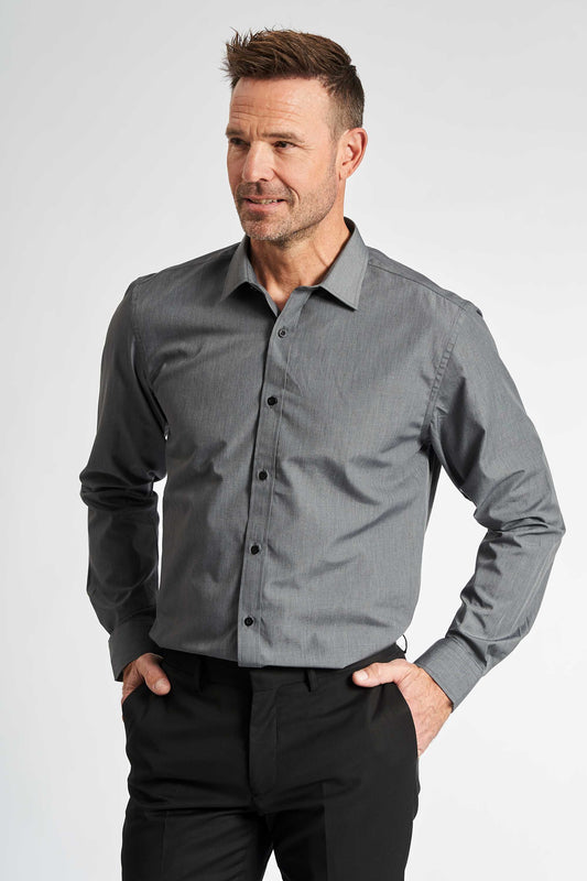Skjorte 'Varde' - Mid Grey Mix