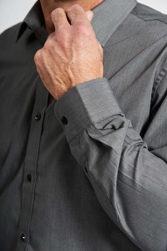 Skjorte 'Varde' - Mid Grey Mix