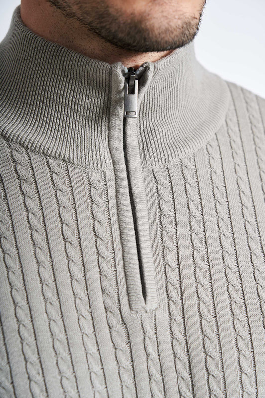 Half Zip Kabelstrik 'Oure' - Grey