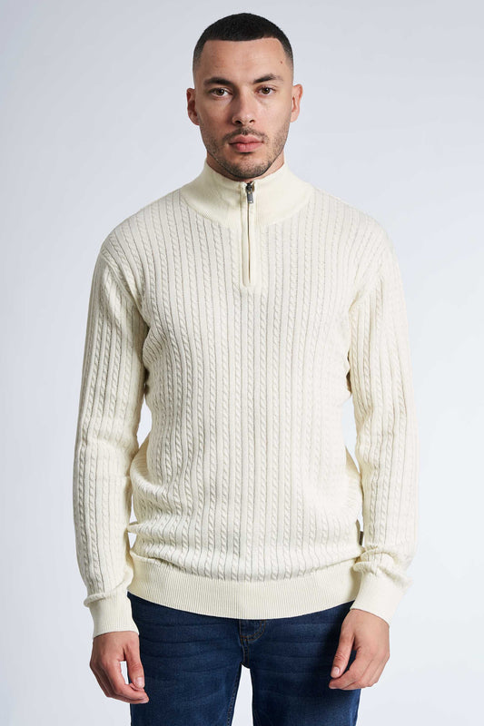 Half Zip Kabelstrik 'Oure' - Cloud Dancer