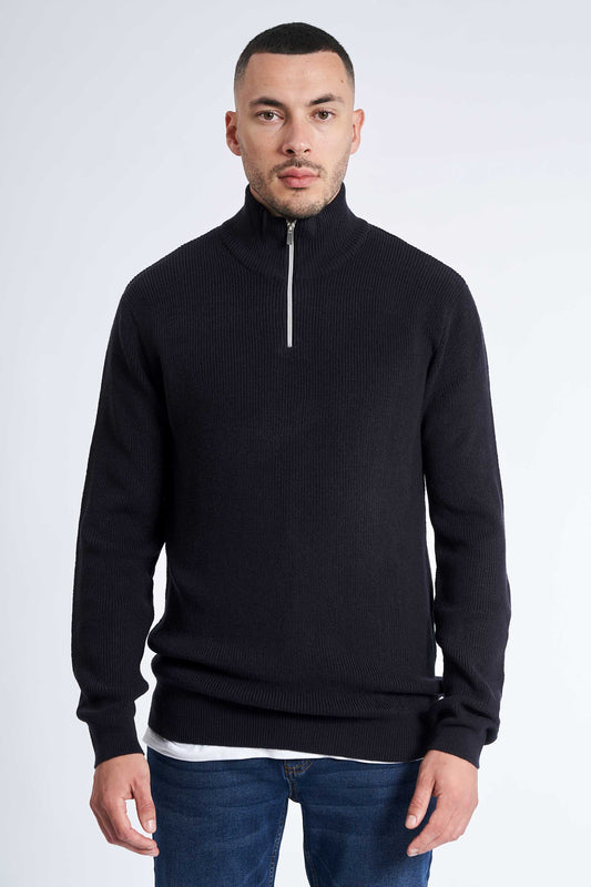 Half Zip Strik 'Hinnerup' - Dark Navy Twist