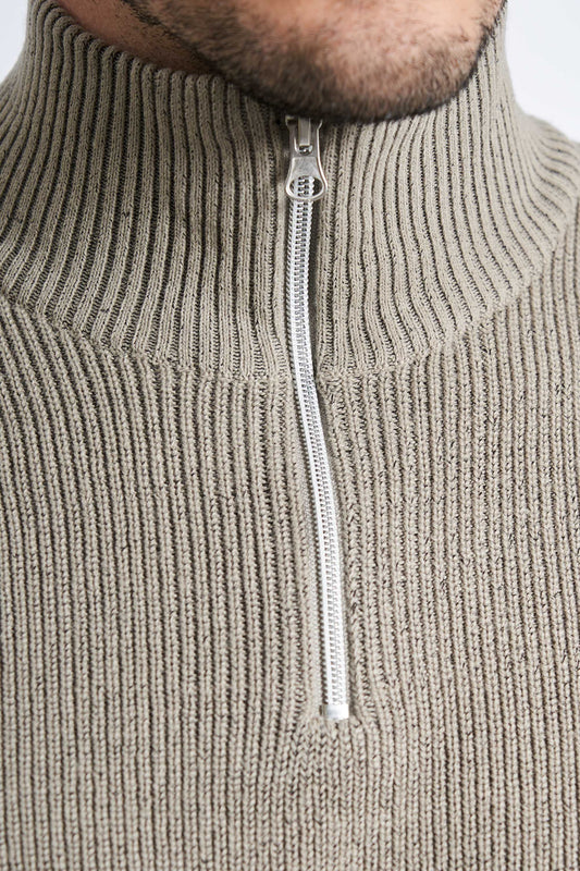 Half Zip Strik 'Hinnerup' - Sand Twist