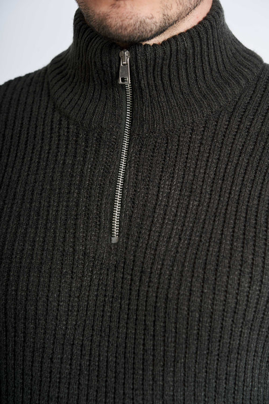 Half Zip Strik 'Tureby' - Hunter Green Twist