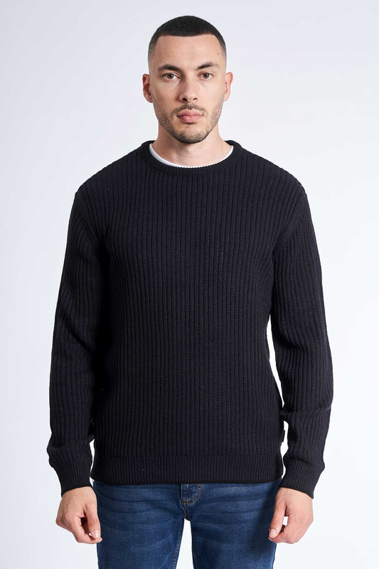 Ribstrik 'Toftelund' - Dark Navy Twist