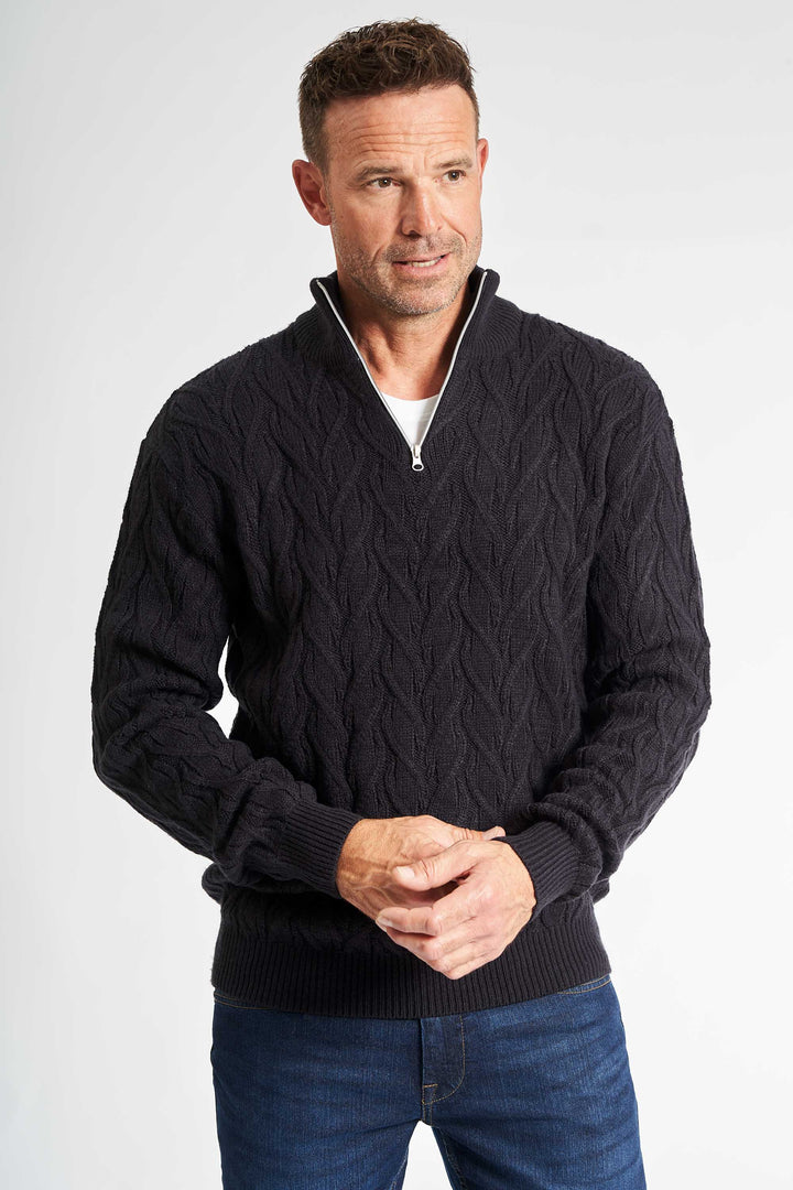 Half Zip Kabelstrik 'Liseleje' - Dark Navy