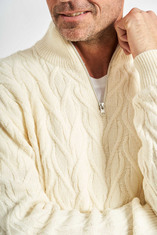 Half Zip Kabelstrik 'Liseleje' - Cloud Dancer