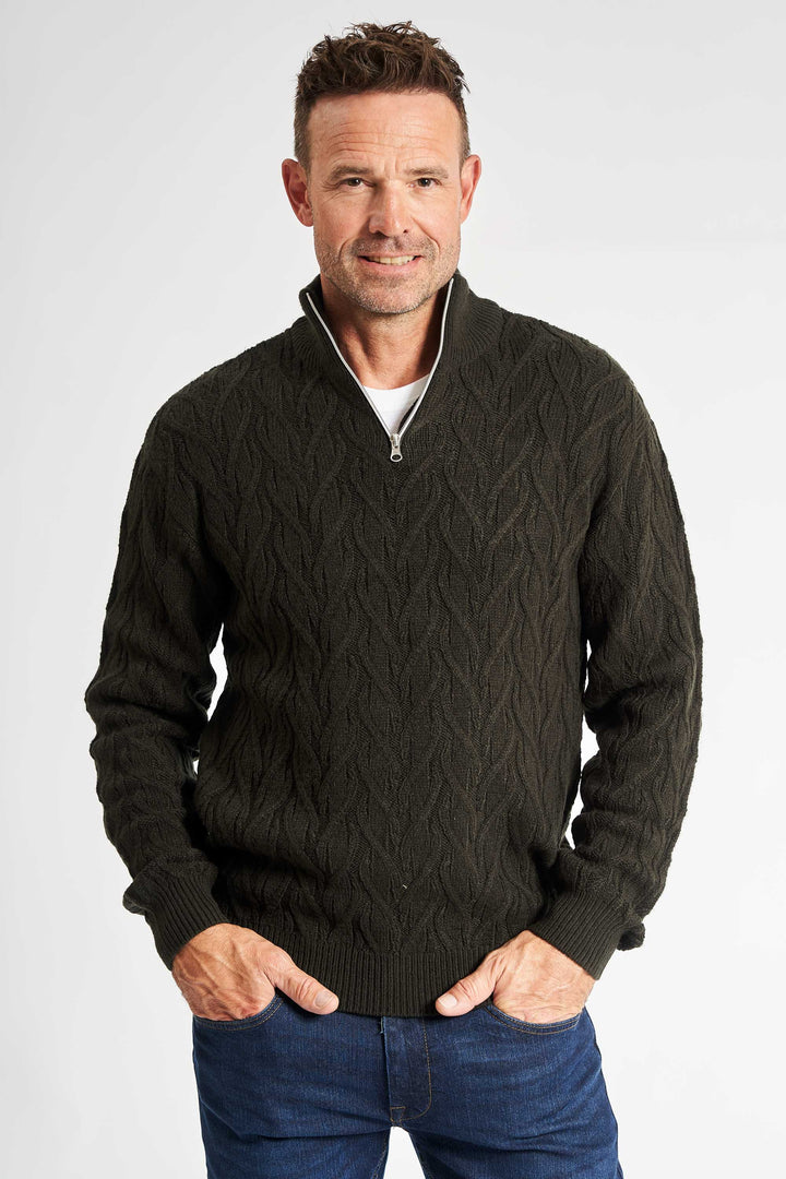 Half Zip Kabelstrik 'Liseleje' - Hunter Green