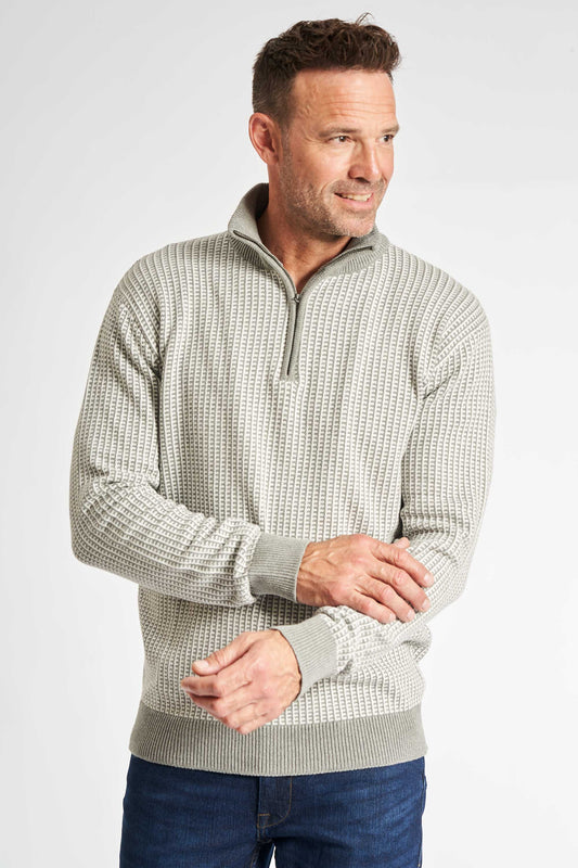 Half Zip Strik 'Kalle' - Off White/Grey Mel.