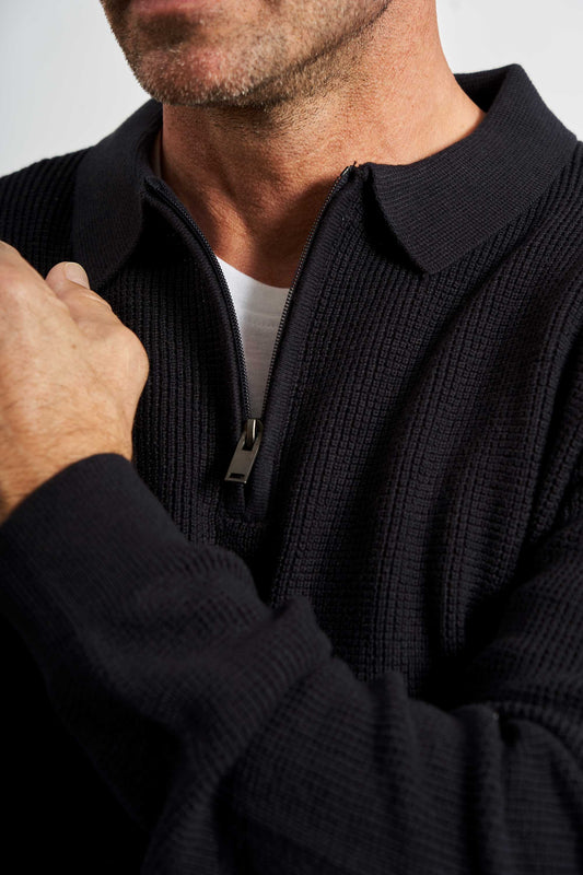 Halfzip Strik 'Langeskov' - Dark Navy