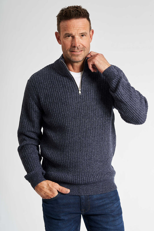 Half Zip Strik 'Spenstrup' - Blue Twist