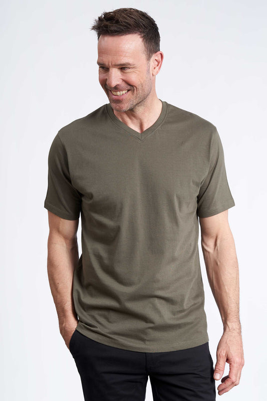 V'Neck T-shirt 'Haarby' - Army