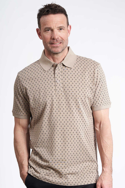 Polo Pique 'Feifer' - Sand / AOP