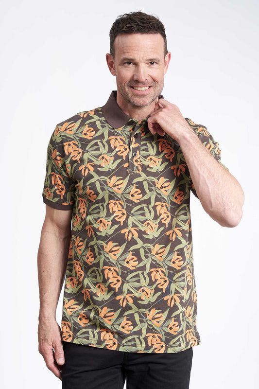 Polo Pique 'Feifer' - Brown / AOP