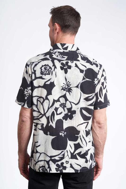 K/æ Skjorte 'Rasmus' - Black/Off White - AOP