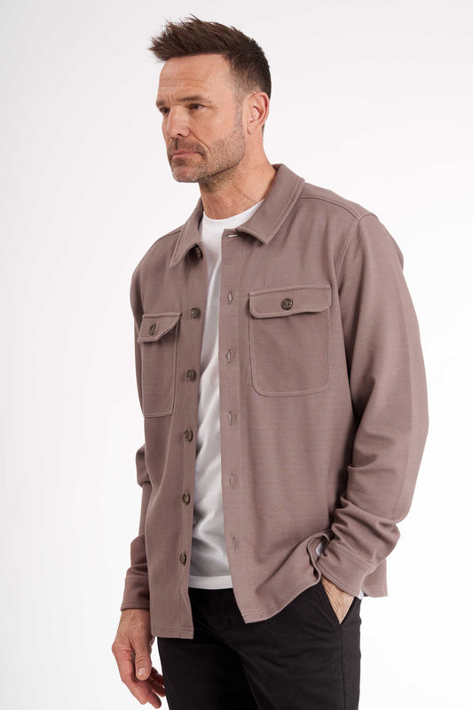 Stretch Overshirt 'Hundborg' - Caffe Latte Mix