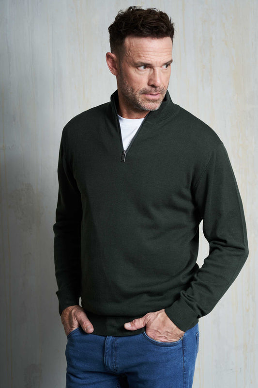 Half Zip Strik 'Havndal' - Hunter Green