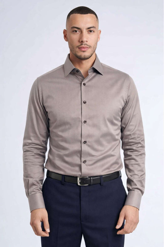 Skjorte 'Farstrup' - Brown Structure