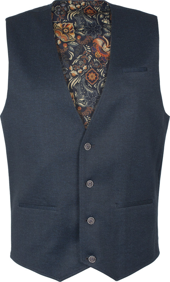 Performance Vest '1002' - Blue Herringbone