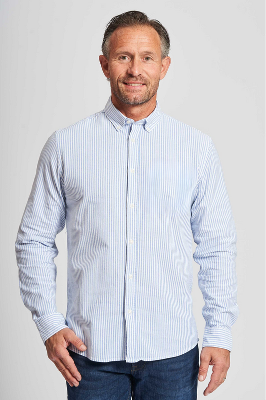 Oxford Skjorte 'Aabjørn' - Light Blue/White Pin