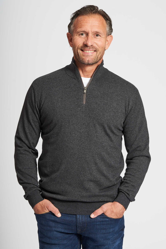 Half Zip Strik 'Vejby' - Dark Grey Melange