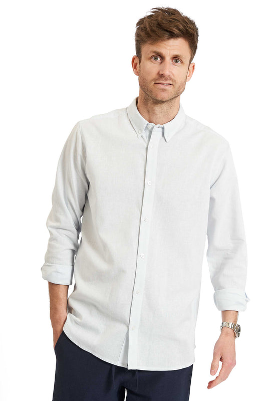 Skjorte m. Hør 'Hurup' - Soft Blue