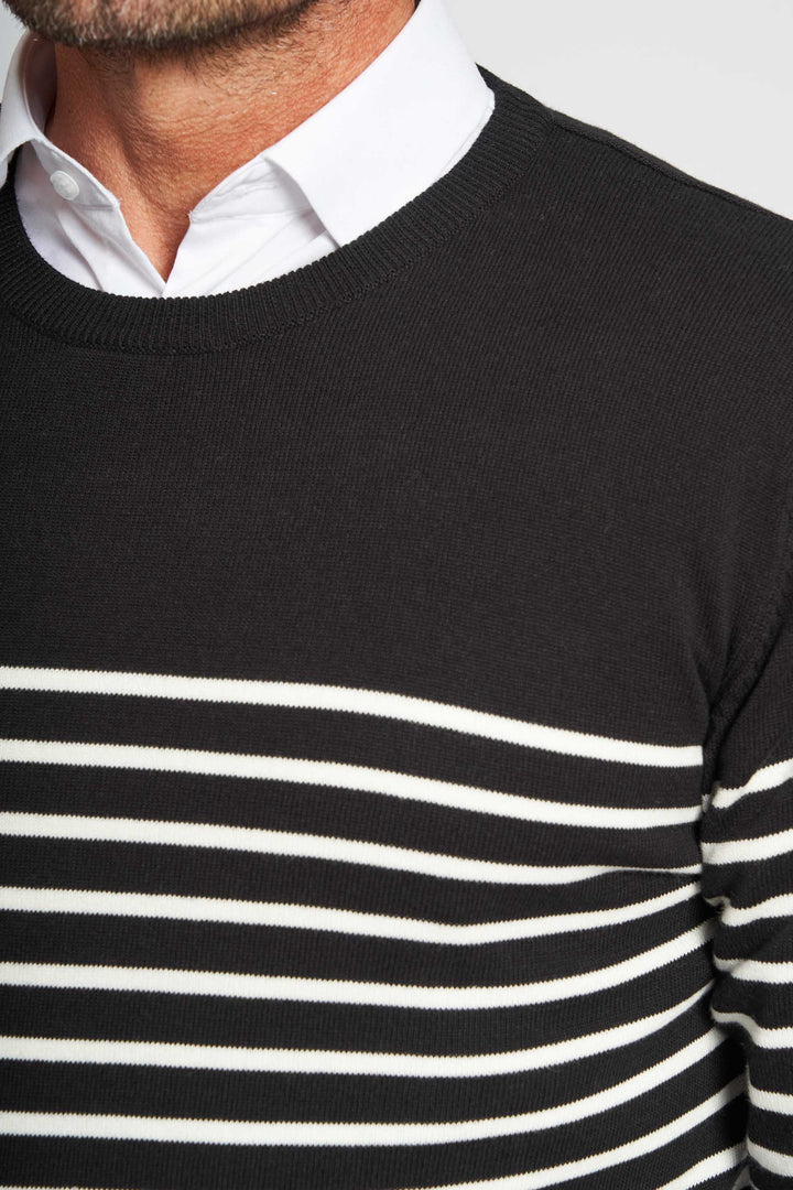 Pullover Strik 'Nyrup' - Black/Optical White
