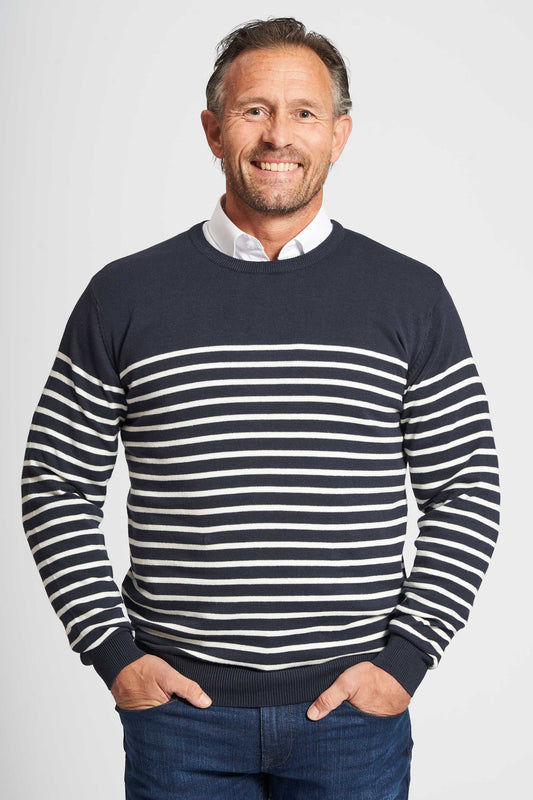 Pullover Strik 'Nyrup' - Dark Navy/Unbleached