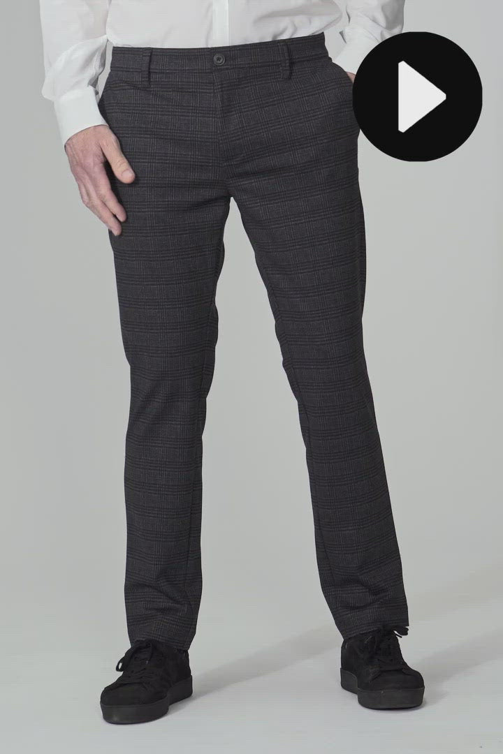 Performance pants herre mørkegrå med tern