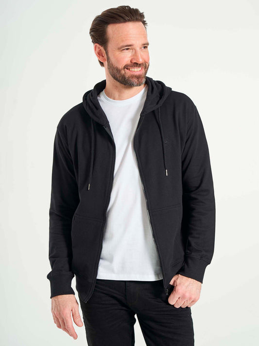 Basic hættetrøje hoodie med lynlås til mænd sort