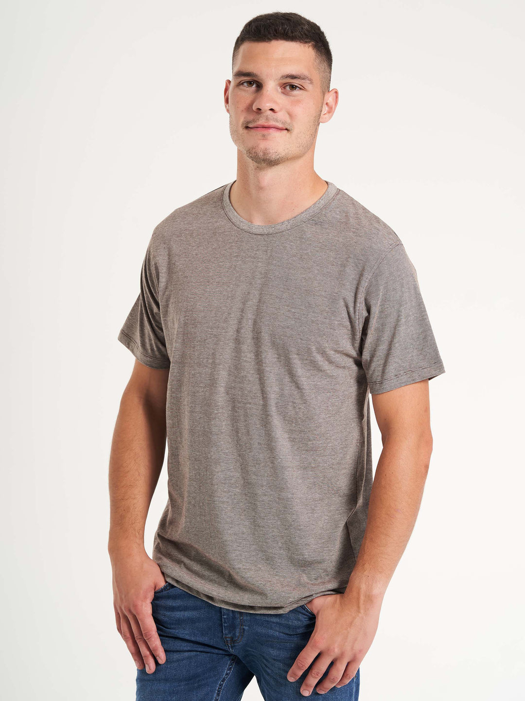 Basic herre t-shirt melange brun