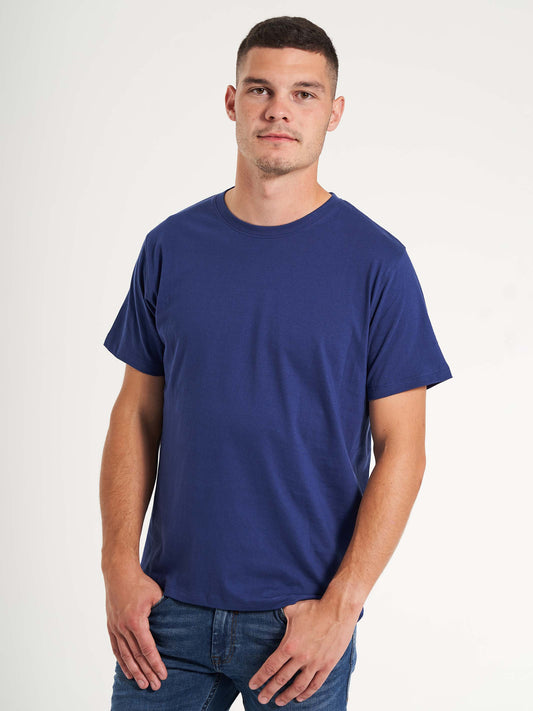 Basic herre t-shirt blue depths dyb blå